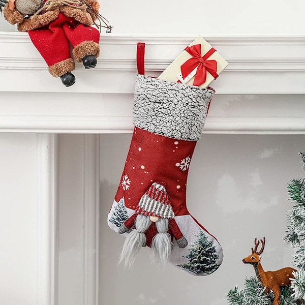 Bas De Noël À Suspendre, 3D Bas De GNOME Suédois EnPeluche,