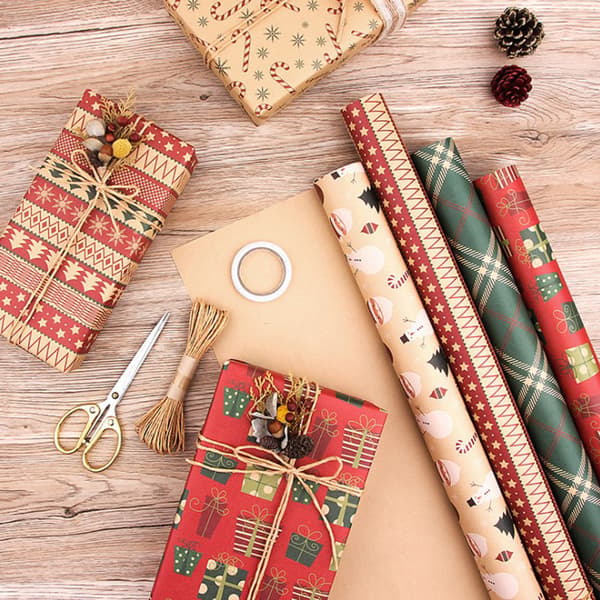 Julklappspapper Jul-element Kollektion Enkelsidigt Omslagspapper Dekor för Födelsedagar Fester Bröllop Presenter