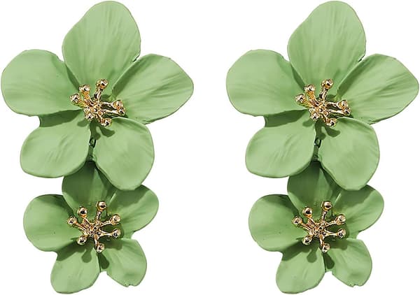 Boho Blomsterørepynt for kvinner Blomsterformede Tusenfryd-ørepynt med gullknopp
