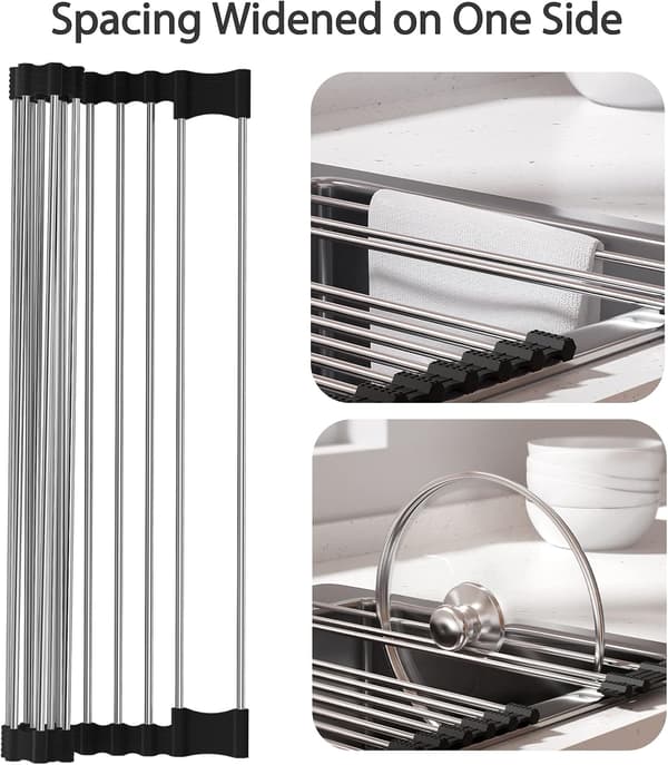 43x29 cm, (sort) Opvaskestativ, transportabelt, foldbart opvaskestativ til tørring