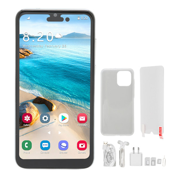I14pro Max Telefon 6,1 Tum 4G Nät för Android 11 Mobiltelefon 4G 64G Maximalt Stöd 128G 4000mAh Batteri 100‑240V Vit AU Kontakt