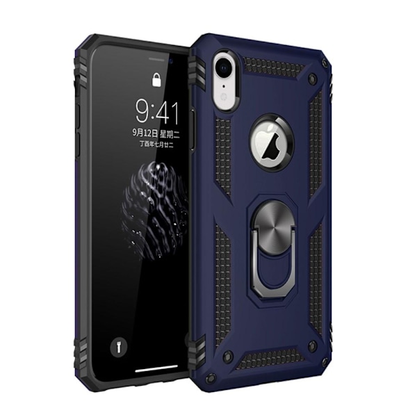 iPhone XR - Hybrid Armor Ring Skal - Mörk Blå DarkBlue Mörk Blå