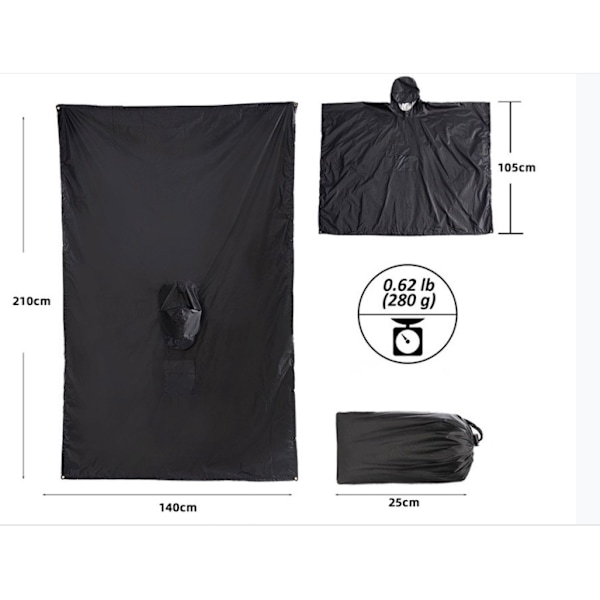 Återanvändbar regnponcho för vuxna, vattentät poncho, vattentät, lätt regnrock för utomhusvandring, camping, cykling, resor Grey L Grey L