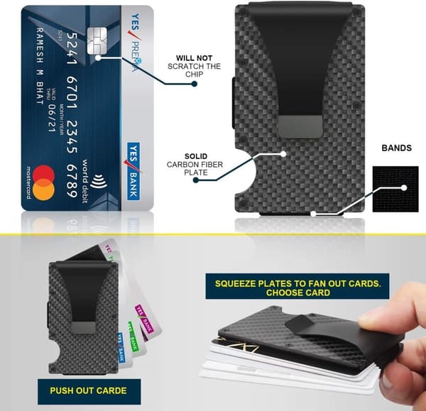 Korthållare i kolfiber RFID Svart - Julklapp, One Size