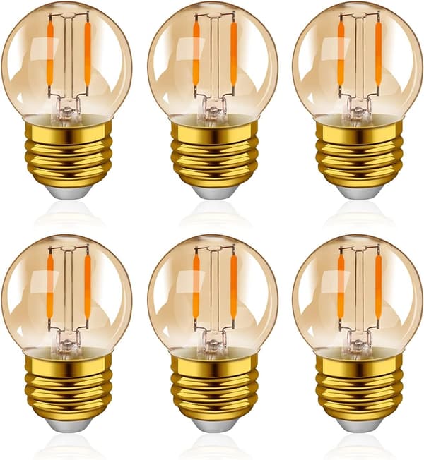 G40 LED Retro Edison Filament Lyspære Mini Globe 1W (E27, 6 pakke)