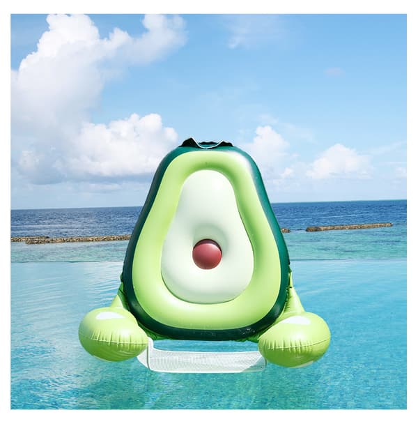 Avocadoformet oppustelig flyder | Vandliggestol med netbund | Pool- og strandferieflyder