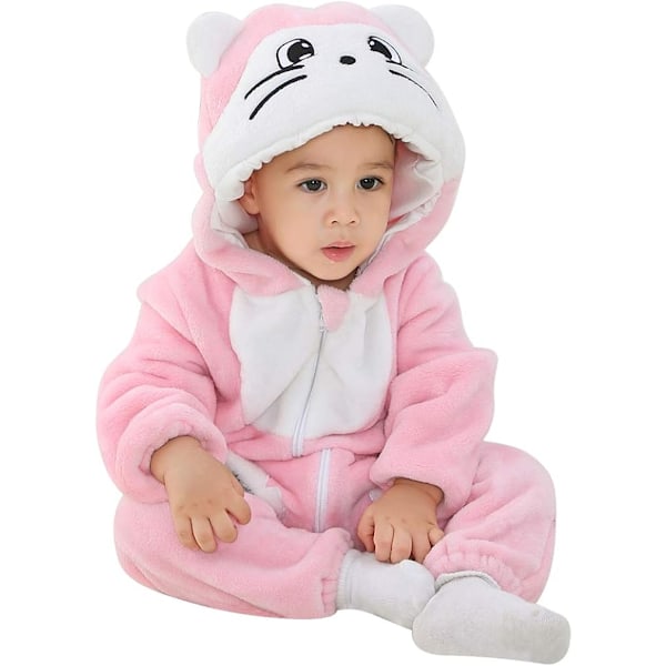 Unisex Baby Romper Vinter och Höst Flanell Jumpsuit Djur Cosplay Kläder Rose 70