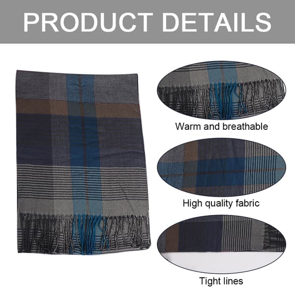 Lyxig klassisk herrscarf med kashmir-känsla, rutig scarf Blue thin strip