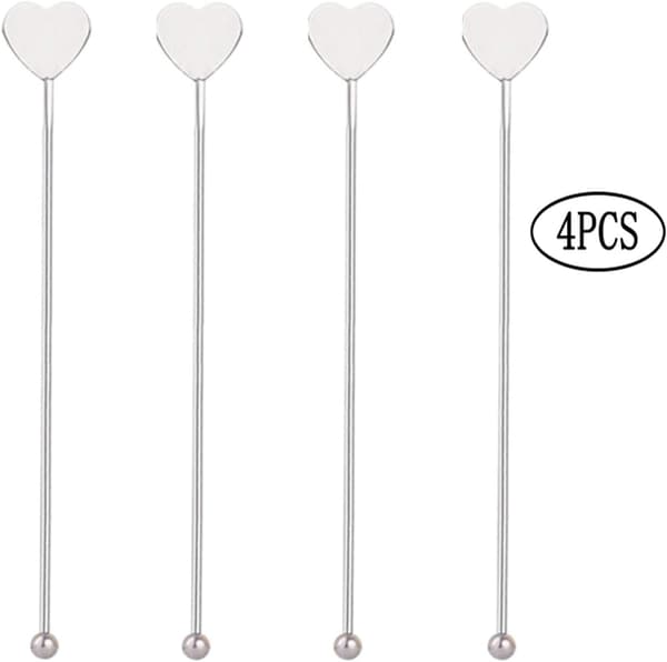 Sølv 16cm 4 Stykker Cocktailrørepind i Rustfrit Stål