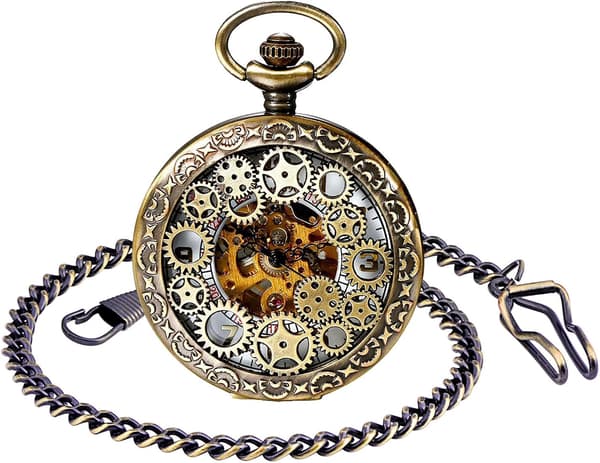 Mekaninen taskukello miehille, Vintage-taskukello, Steampunk-vaihteet