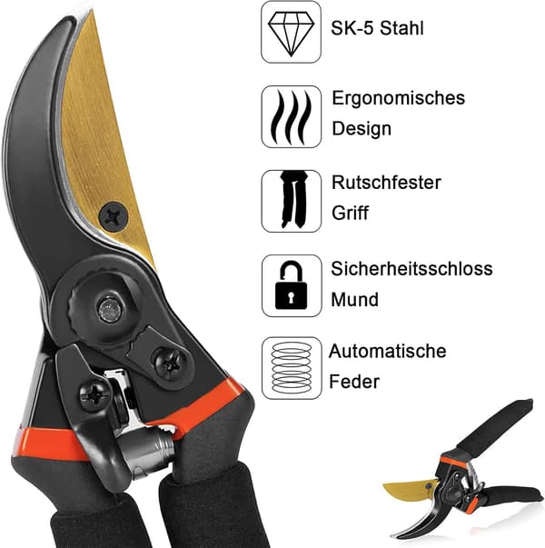 Havesaks lige klinge i stål og titanium (GPPS-1003)