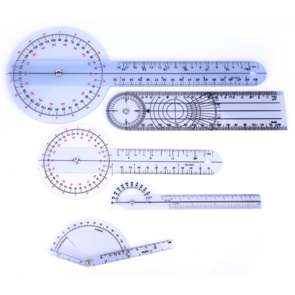 Goniometer Set med medicinska mätverktyg Transparent hållbar infällbar kroppsmåttband Multi Scale Display för fysioterapi och