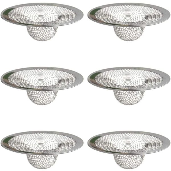 6-pack Diskbänksil Φ7cm Rostfritt Stål Avloppssil Filter
