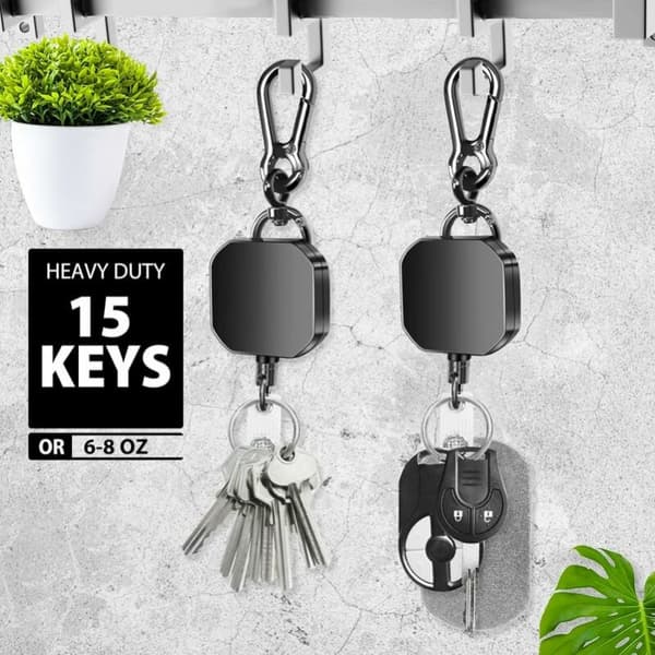 2-pack infällbar nyckelring, kraftig ID-brickhållare i metall, Mu