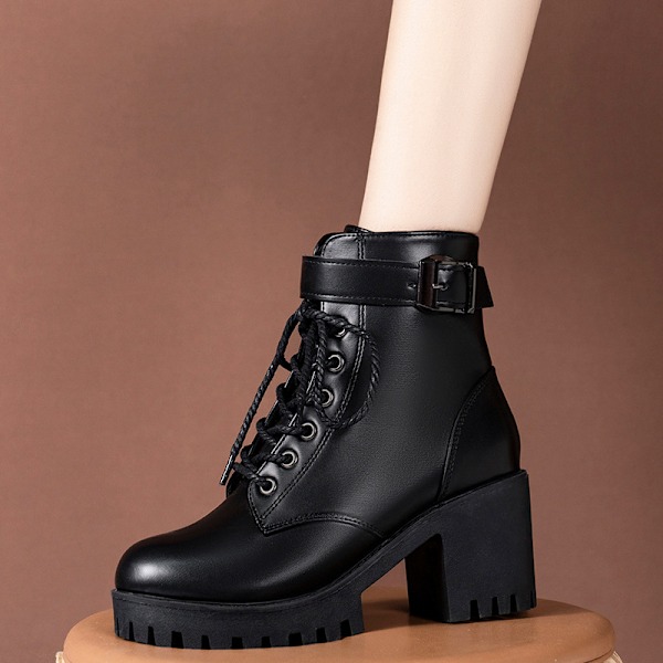 Damskor Höga Klackar Vinter Ljusbrun Chunky Platform Sock Boots Skor Kvinnor Mitten-Vaden Tjock Klack Booties Storlek 38 38