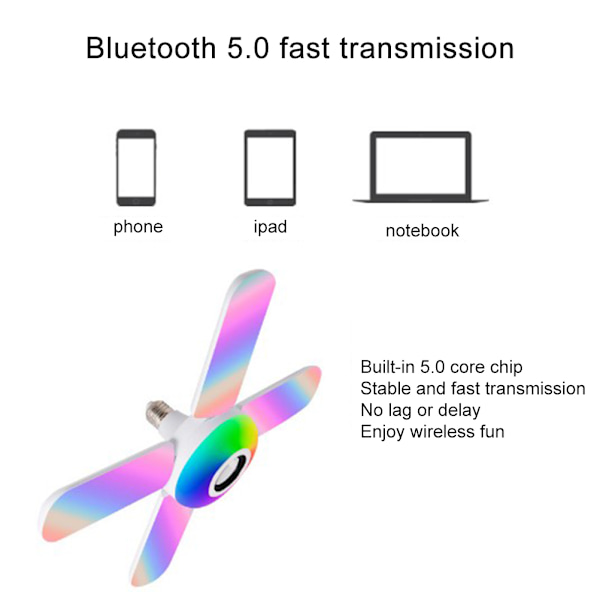 Fyrbladig Bluetooth Musik Ljus LED Färgglad Högtalare Fällbar