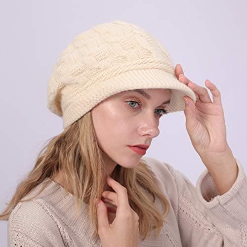 Chic Damvinterhatt med brätte, Dam Vintage Vintermössa, Da
