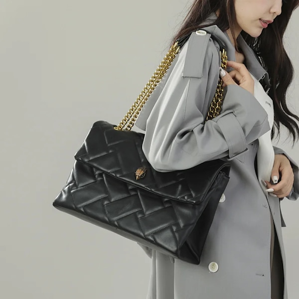 Black Kurt Geiger Handbag Large Rhombus Big Shoulder Bag for Women Casual Crossbody Cowhide UK Ladies Brand Bags Purse