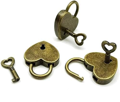 Set med 2 vintage antika stil mini hänglås med nyckel - B