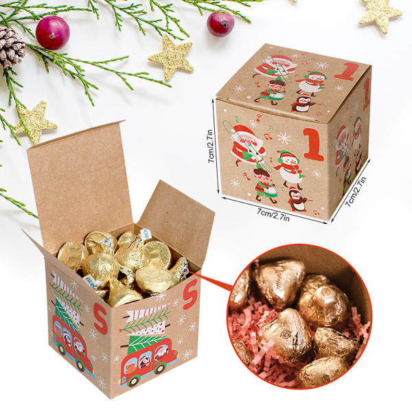 24pcs, Christmas Advent Calendar Boxes Countdown to Christmas