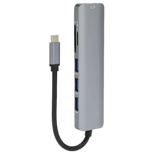 USB C HUB 6 i 1 4K Vid 30HZ 5Gbps Överföring Högupplöst Multimediagränssnitt Adapter för Hemmakontor