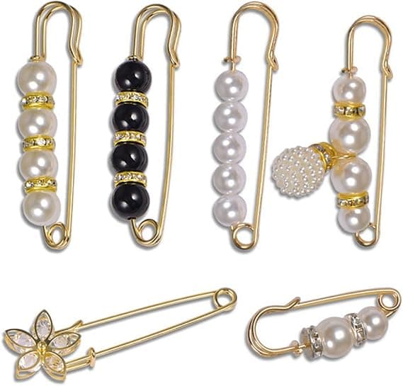 (3 stk) Mode Pearl Brosche, Trøje Sjal Klips Kunstig Pearl Brosche