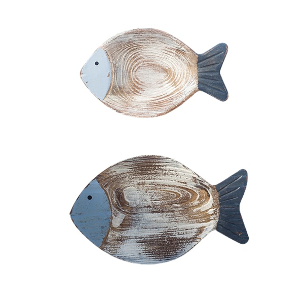 Trä fisk hängande prydnad trä fisk väggkonst dekor för stranden