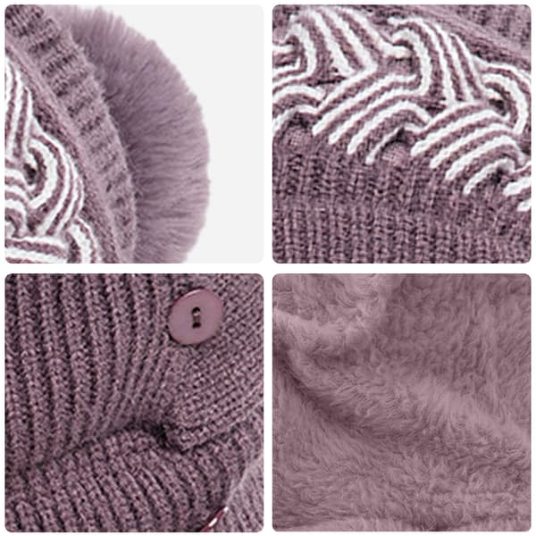 Vinter Damtröja Mössa Dam One-Piece Beanie Mössa Halsduk Mask Varm Vinter Stickad Mössa Tjock Skidmössa