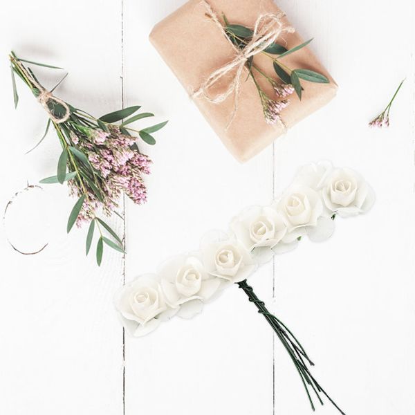 144 st miniatyrpappersblommor handgjorda DIY konstgjorda rosor för