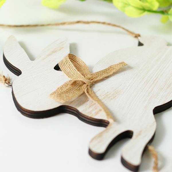2pcs Wooden Rabbit Hanging Pendant Easter Bunny Craft Ornament