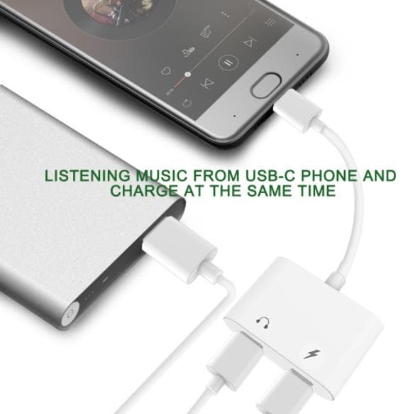 INF USB-C-adapter for hodetelefoner og lader