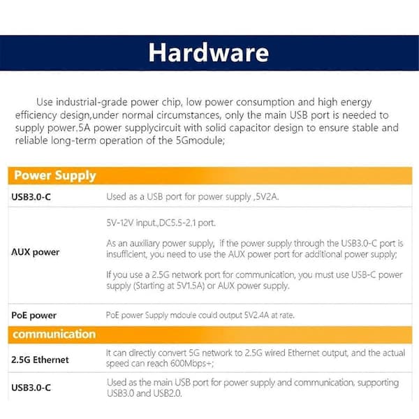 MR5210P 5G til 2,5 Gbps Ethernet(PoE) kort, M.2-B nøgle til USB3.0, PCIE til RTL8125, understøtter RM520N/521F/500Q, PoE strøm
