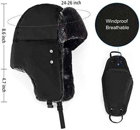 Hatt Vinterhattar för män, Trooper Rysk Varm Hatt med Öronlappar, Kvinnor Bomber Päls Hattar