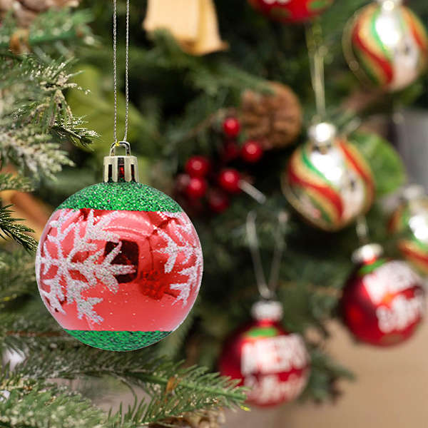 6PCS Christmas Ball Plastic 6cm Glitter Ball Christmas Tree