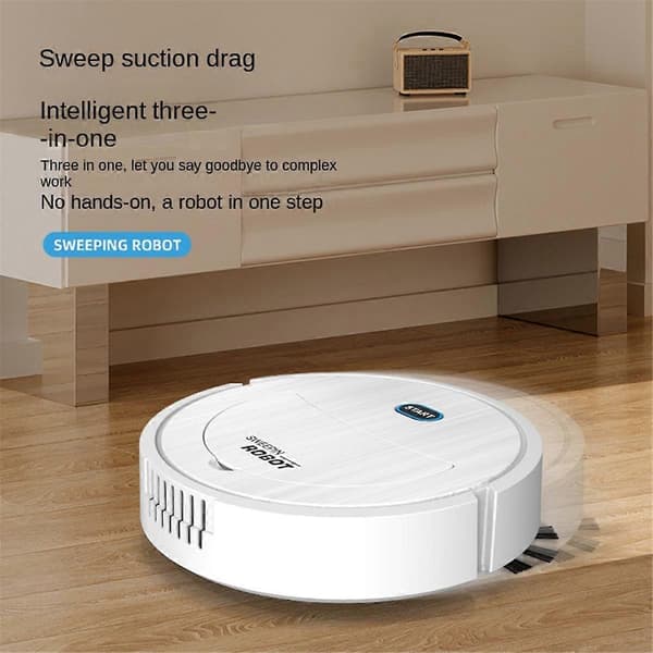 Robotdammsugare 3 i 1 Elektrisk soprobot Ultratunn Tyst Robotdammsugare Vit