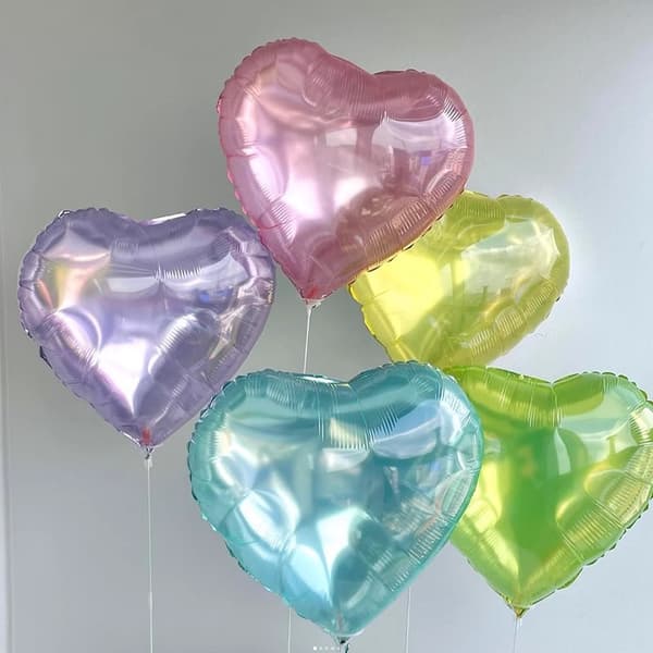 Pakke med 10 18-tommer Macaron Hjerteformede Folieballoner