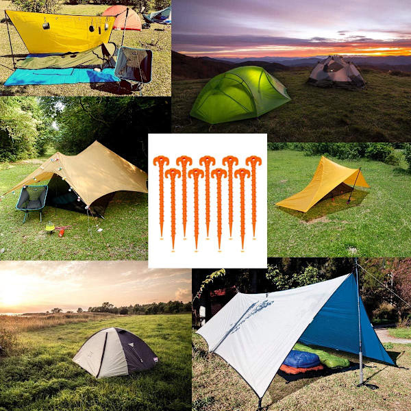 Hikemax Spiralformade plasttältpinnar 15-pack - 10 tum kraftiga