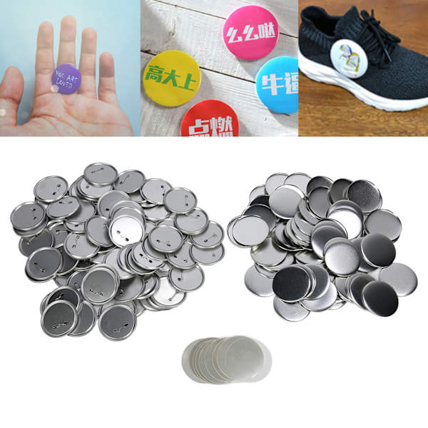 Material för knapptillverkning, tomt knapptillverkningskit, gör-det-själv-märkeskomponenter, metallskal, knappdelar, klar film för kreativa presentprojekt