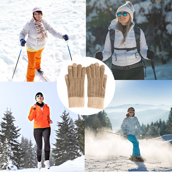 Vinter Touchscreen Stretch Termiska Magiska Handskar Varma Ullstickade Tjocka Fleecefodrade
