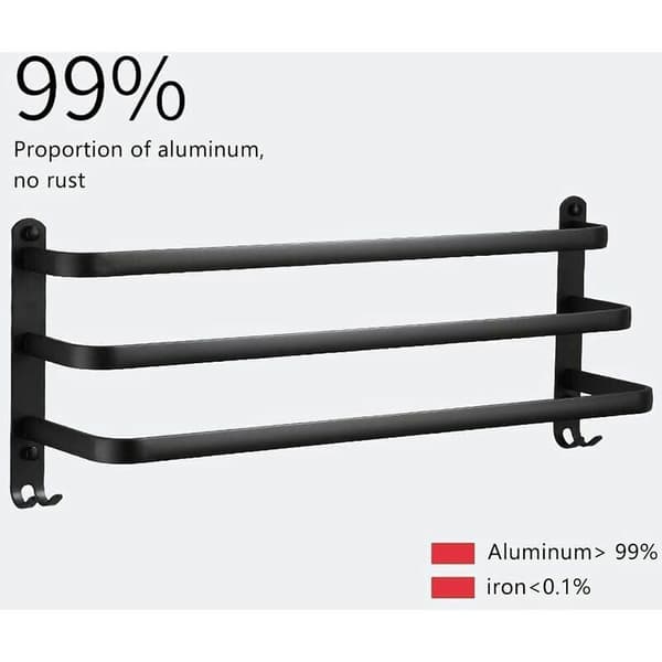 40cm tre-lags rumsort aluminiums håndklædeholder holdbar rustfri