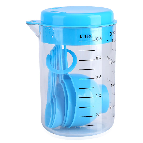 7 st/set plastmätskålar + skedar mått te kaffe