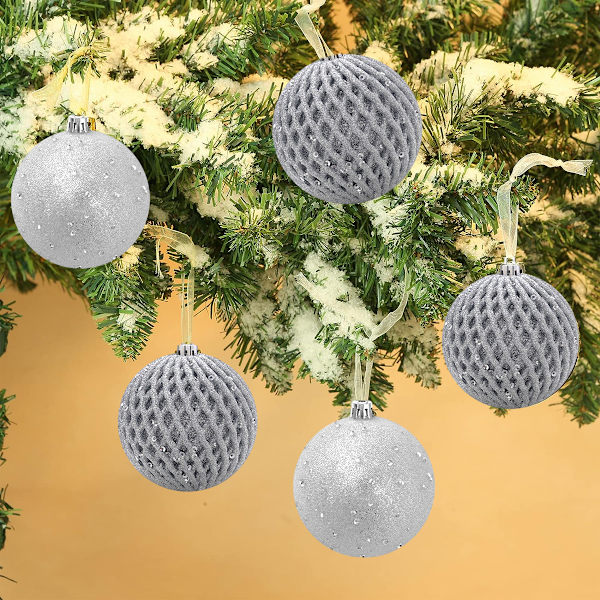 3.15" Christmas Ball Ornaments 12 pcs Glitter Sequin Foam Ball