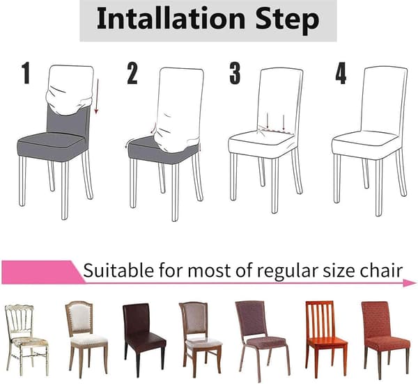 Stretchy Stoltrekk Sett med 4, (Hvit) Universal Spisestol Pro