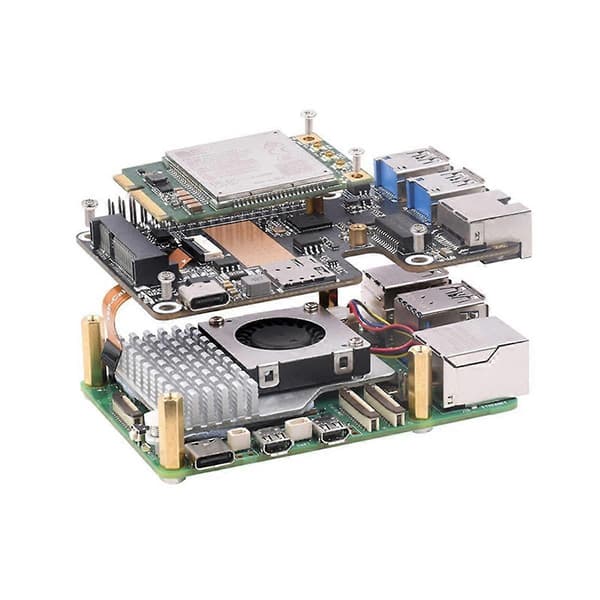 For 5 PCIe til MiniPCIe 4G Gigabit Ethernet RJ45 USB3.2 HAT+ Adapterkort PCIe til MiniPCIe GbE USB3.2 HAT+