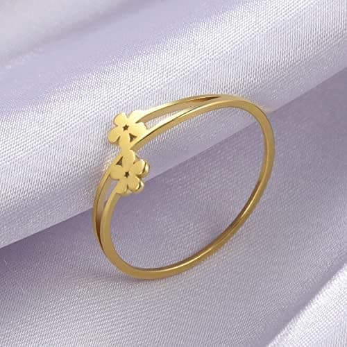 Daisy Blomsterringe til kvinder Guld Daisy Ring Minimalistisk Stabelring Rustfrit Stål Statement Fingerring Enkel