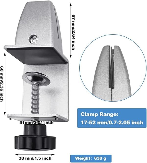 2 ST Justerbara Glasfästen Aluminiumlegering Plexiglas Bordsfäste