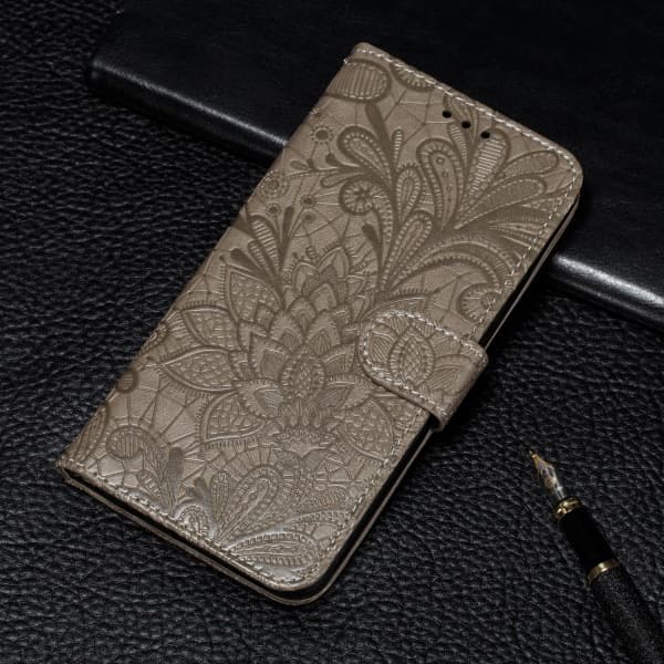 Präglat Spetsblomfodral för Samsung S22 gray