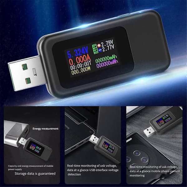 10 i 1 USB-tester DC Digital Voltmeter Amperemeter Strømspændingsmåler Amp Volt Amperemeter Detektor Power Bank Oplader