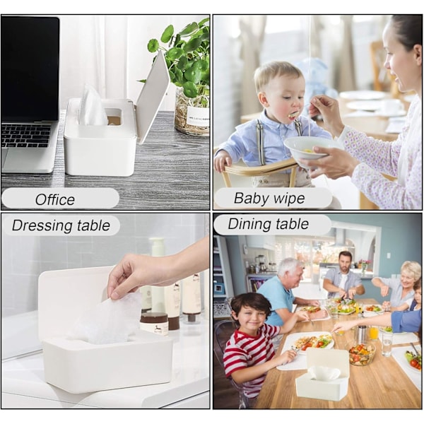Våtservettsbox, babytorkbox, baby tissue box, våt toalettpappersbox, ansiktsservettsbox, hushålls- och kontorsplast våtservettdispenser med lock Weiß-Grün