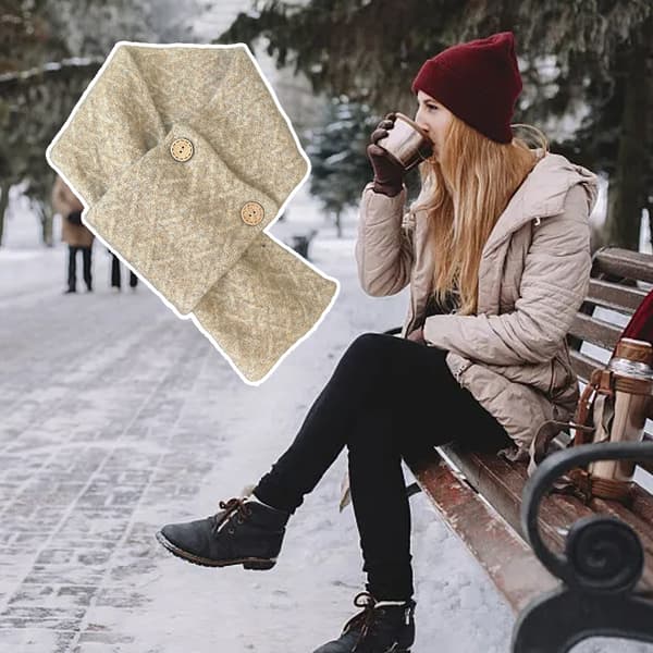 Høst Vinter Unisex Skjerf Kort All Neck Varm Tykke Skjerf Mann Kvinner beige